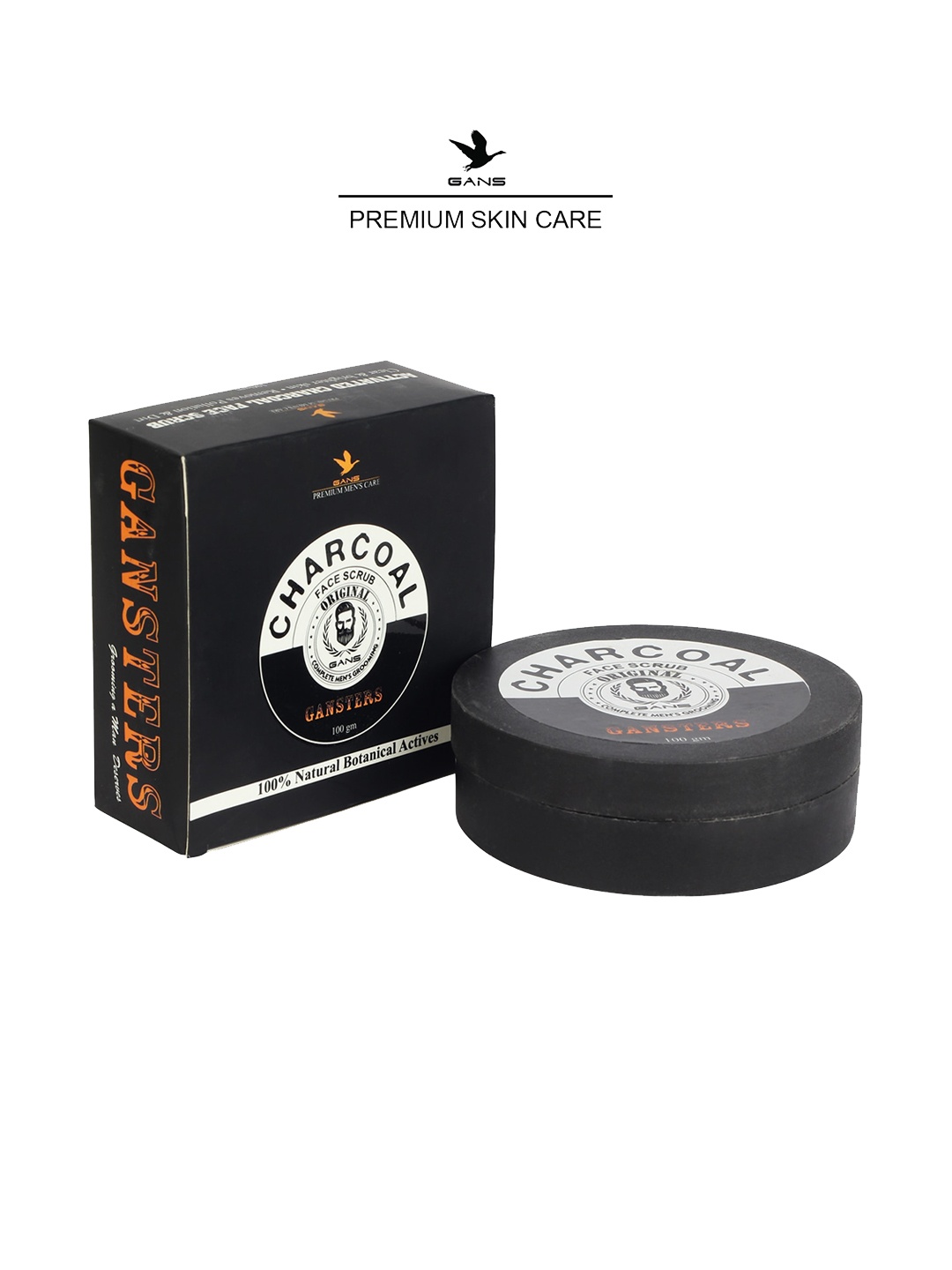 

Gans Charcoal Face Scrub with 100% Natural Botanical Actives - 100 g, Black