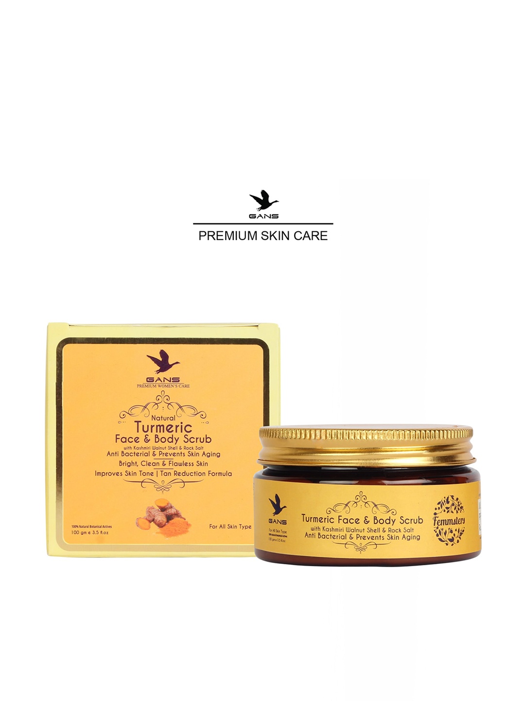 

Gans Natural Turmeric Face & Body Scrub with Kashmiri Walnut Shell - 100 g, Yellow