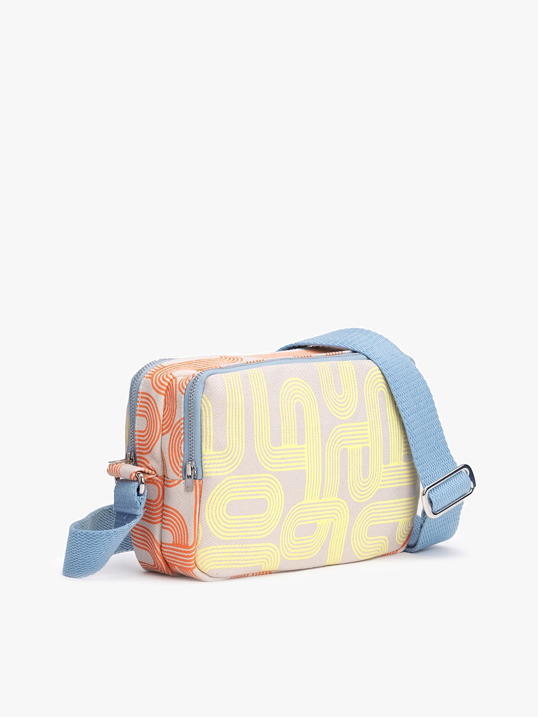 EcoRight White Geometric Printed Structured Sling Bag