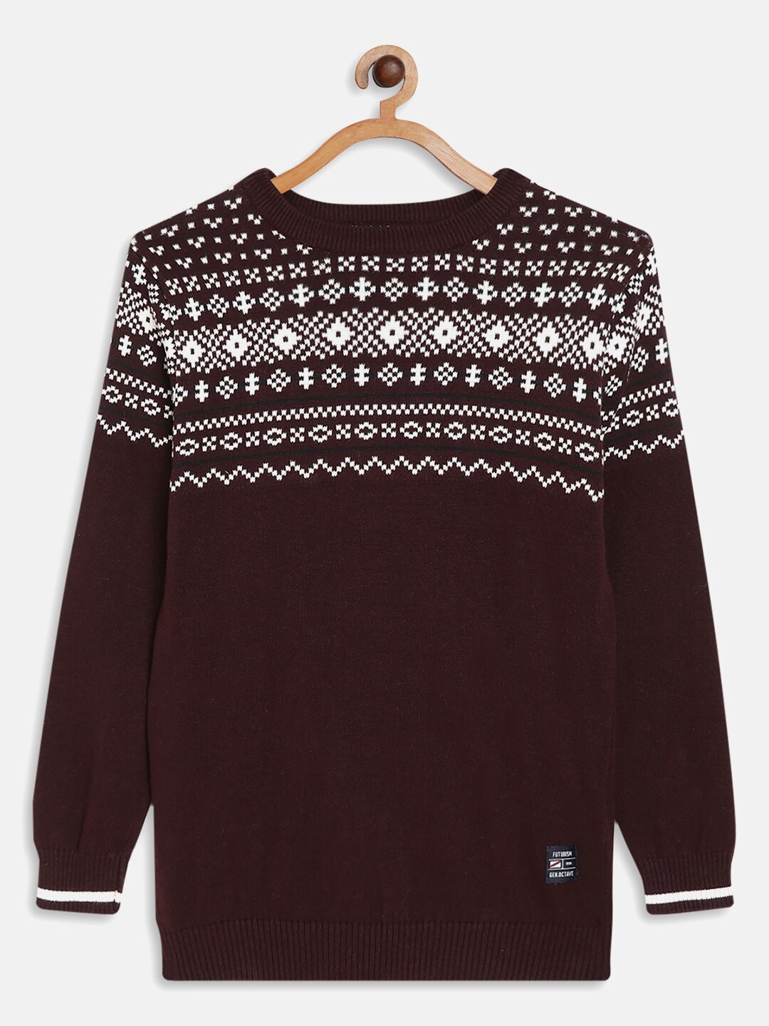 

Octave Boys Maroon & White Printed Cotton Pullover