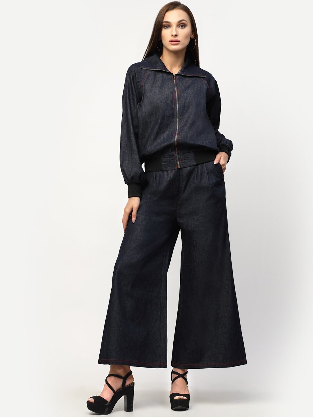 

BLANC9 Women Blue Solid Pure Cotton Co-Ords