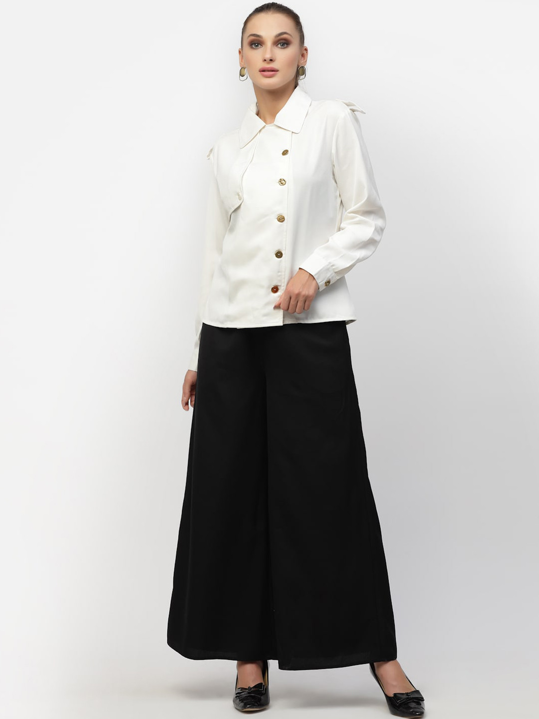 

BLANC9 Women Black & White Solid Pure Cotton Co-Ords