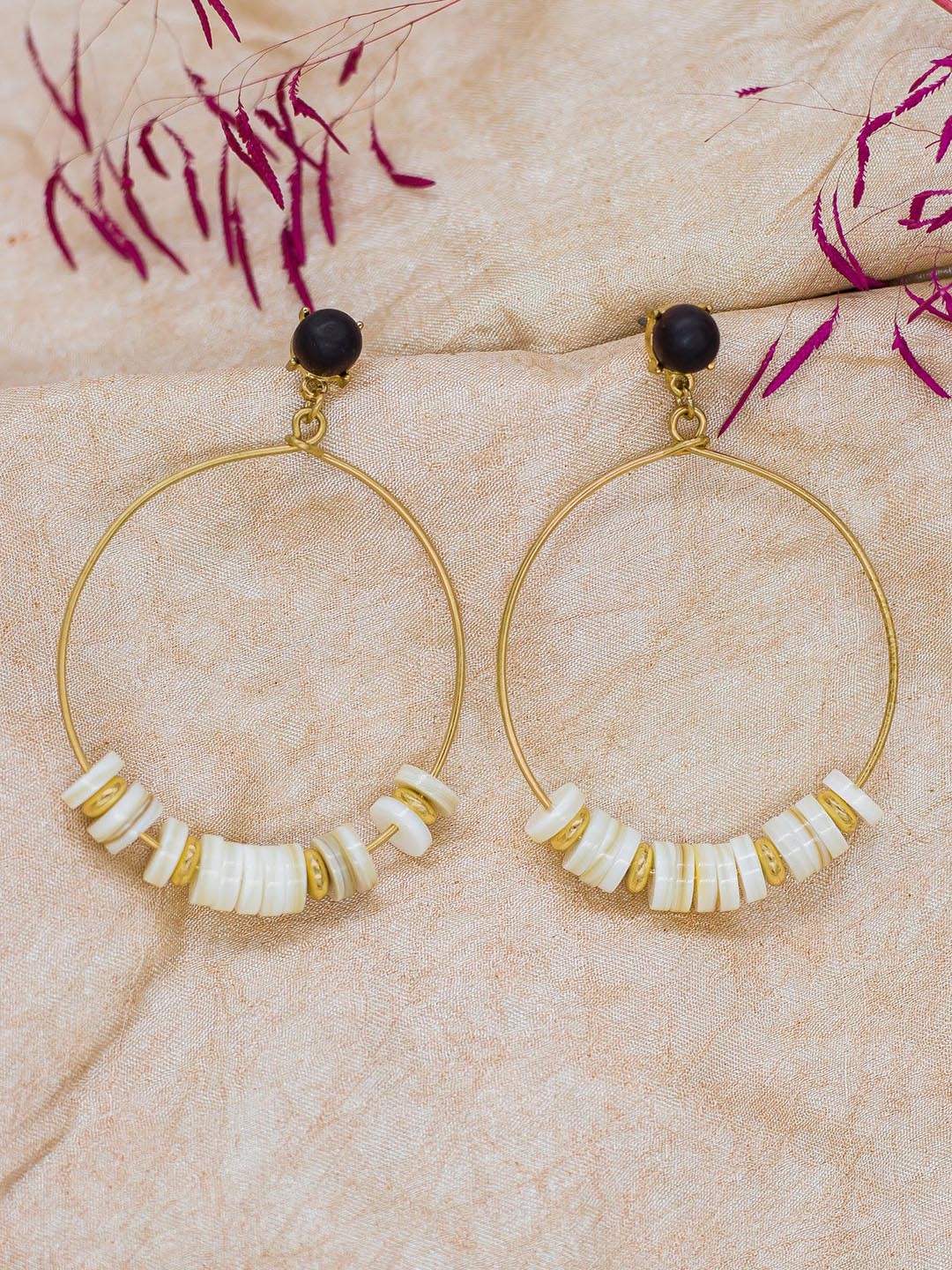

Bellofox White Contemporary Gold-Plated Drop Earrings