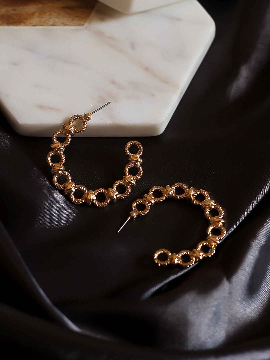 

Bellofox Gold-Toned Contemporary Half Hoop Earrings