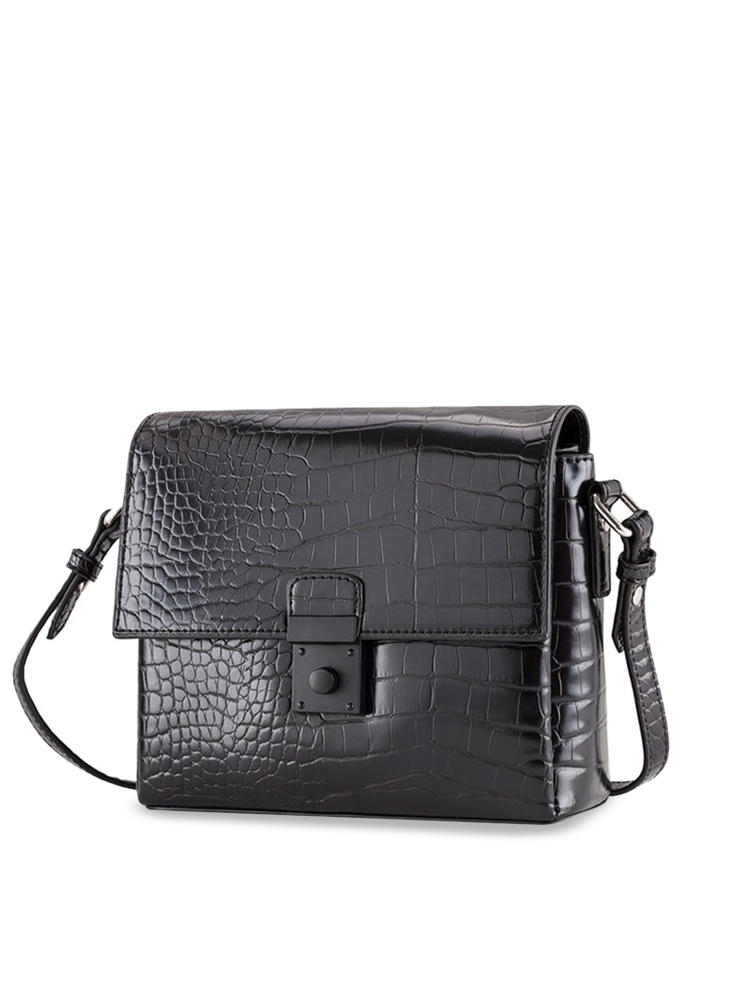 

CARPISA Black Textured Structured Sling Bag
