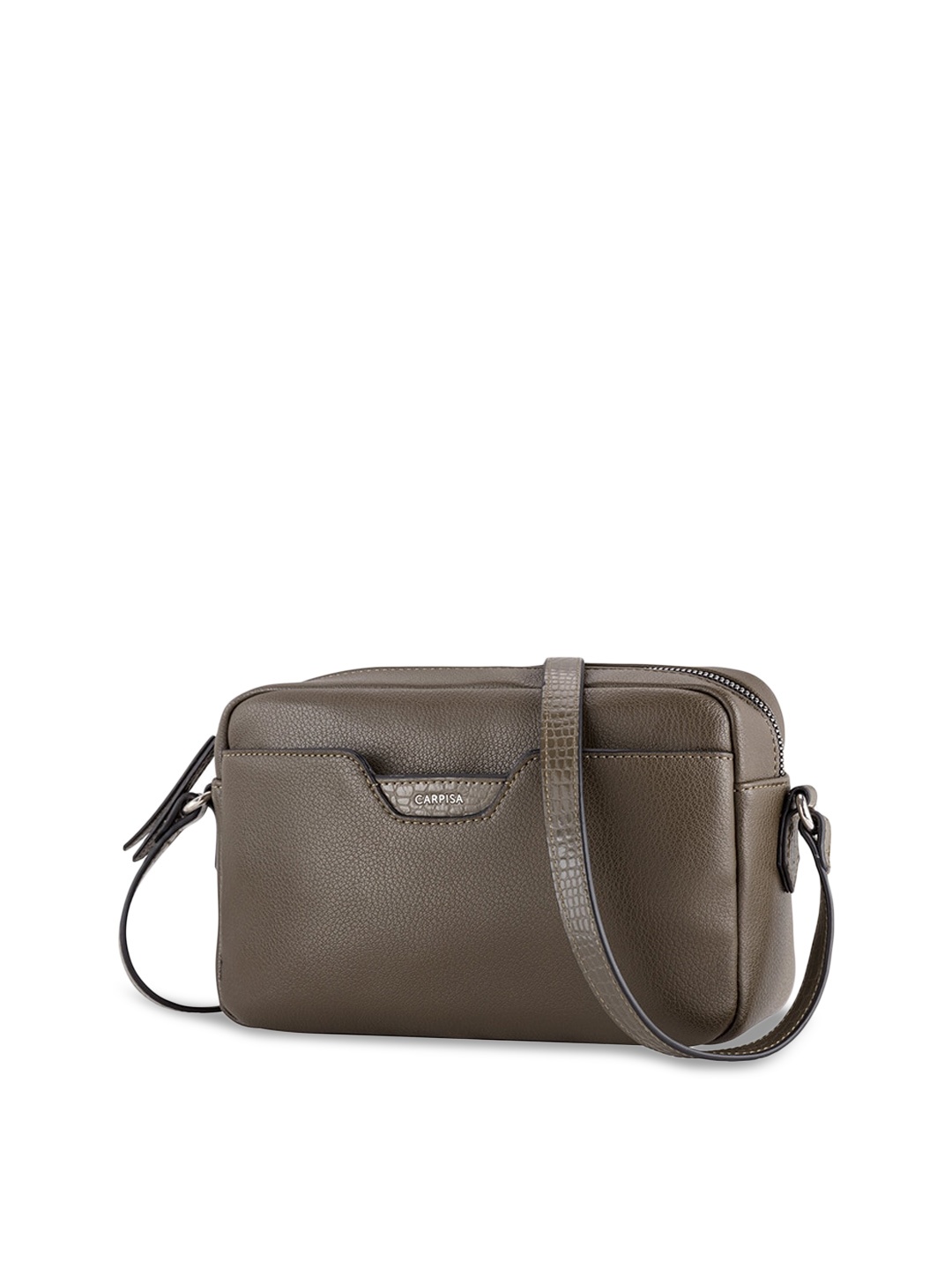 

CARPISA Olive Green Textured Structured Sling Bag