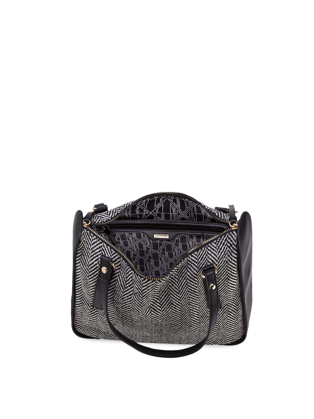 

CARPISA Black Printed Structured Shoulder Bag