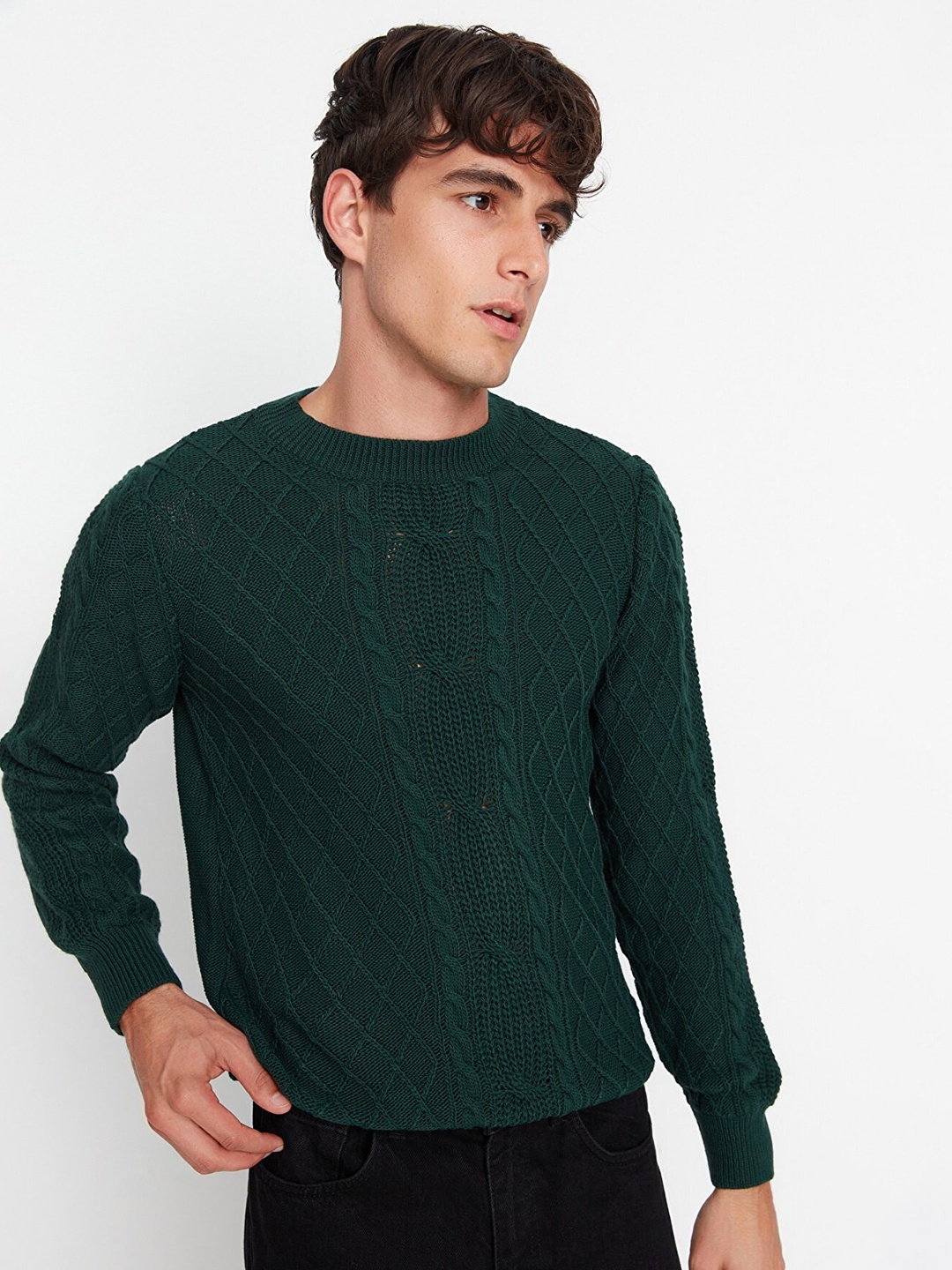 

Trendyol Men Green Round Neck Acrylic Pullover