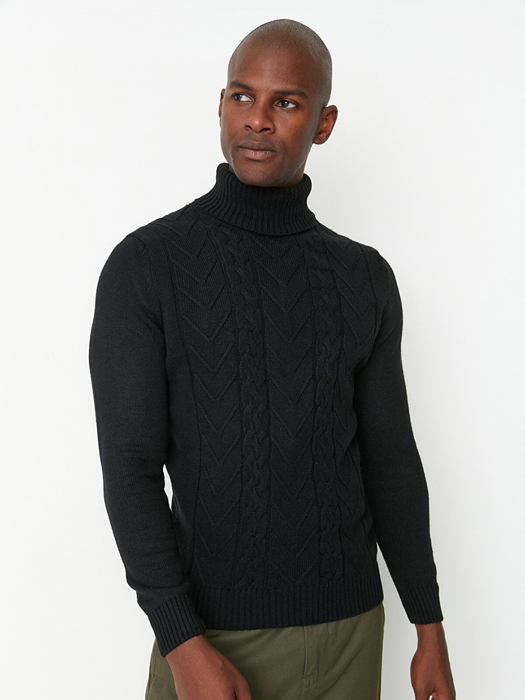 

Trendyol Men Black Cable Knit Pullover Sweater