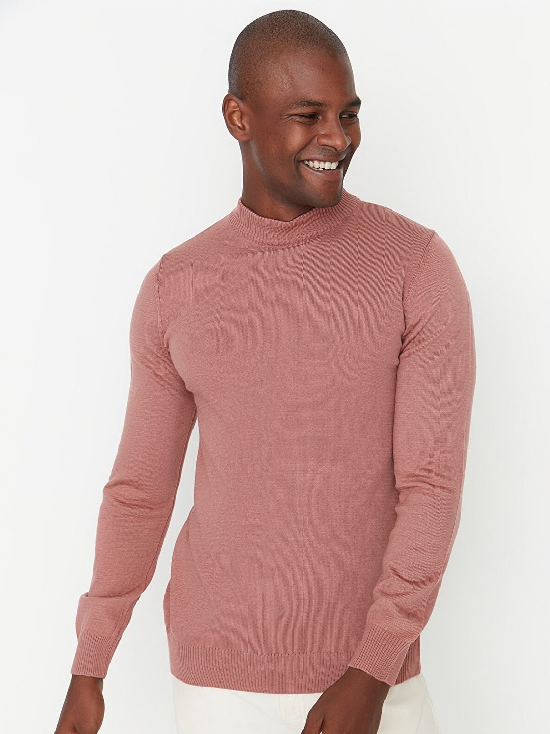 

Trendyol Men Rose Acrylic Ribbed Pullover, Rust