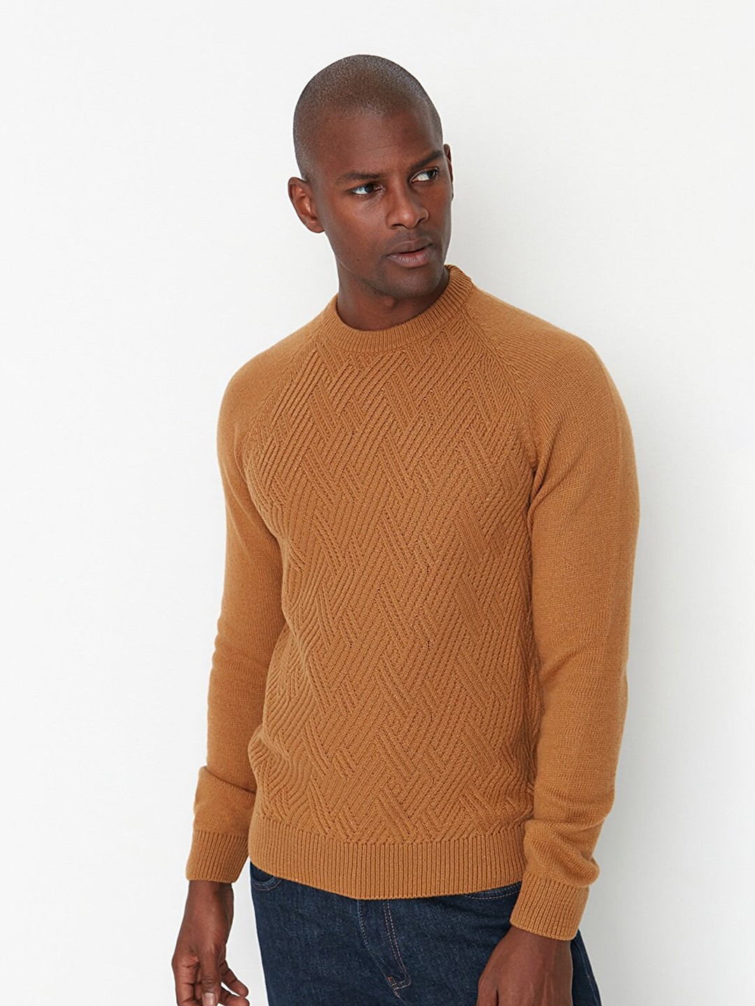 

Trendyol Men Camel Brown Acrylic Pullover