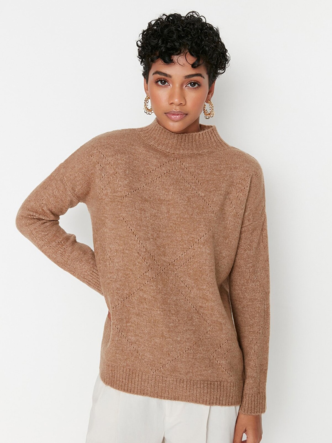 

Trendyol Women Camel Brown Pullover Sweater