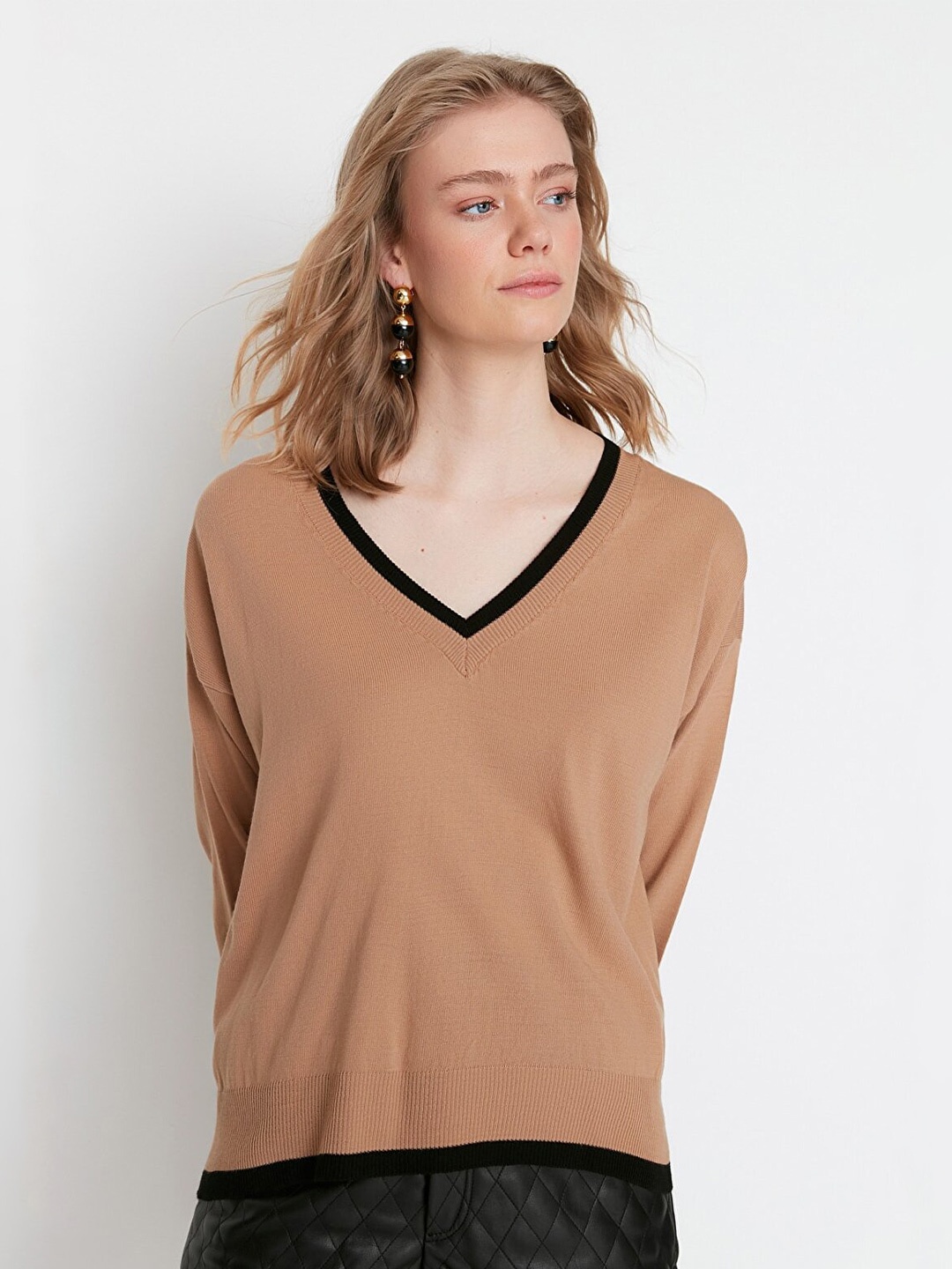 

Trendyol Women Camel Brown Cable Knit Pullover