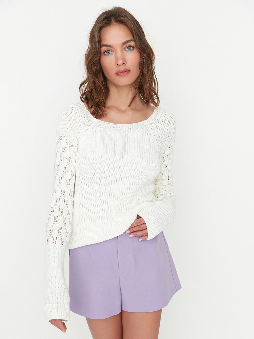 

Trendyol Women Off White Acrylic Pullover Sweater