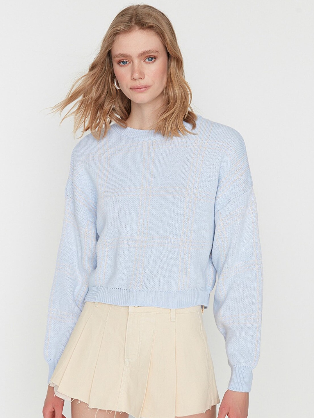 

Trendyol Women Blue Acrylic Cable Knit Pullover