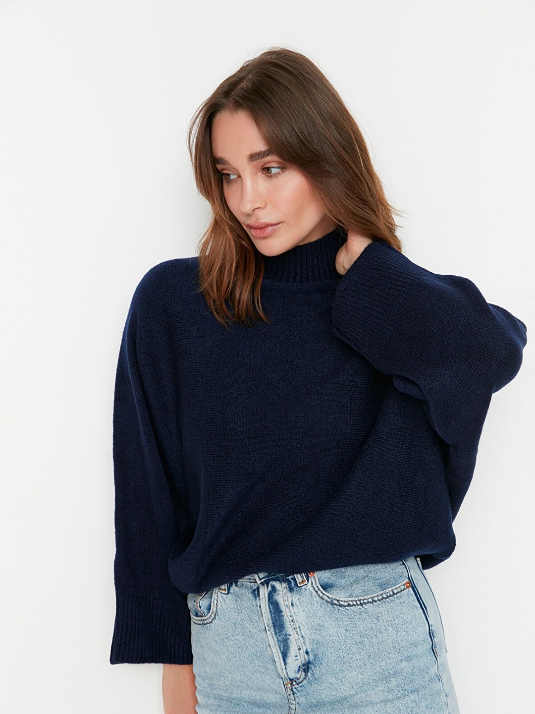 

Trendyol Women Navy Blue Turtle Neck Pullover