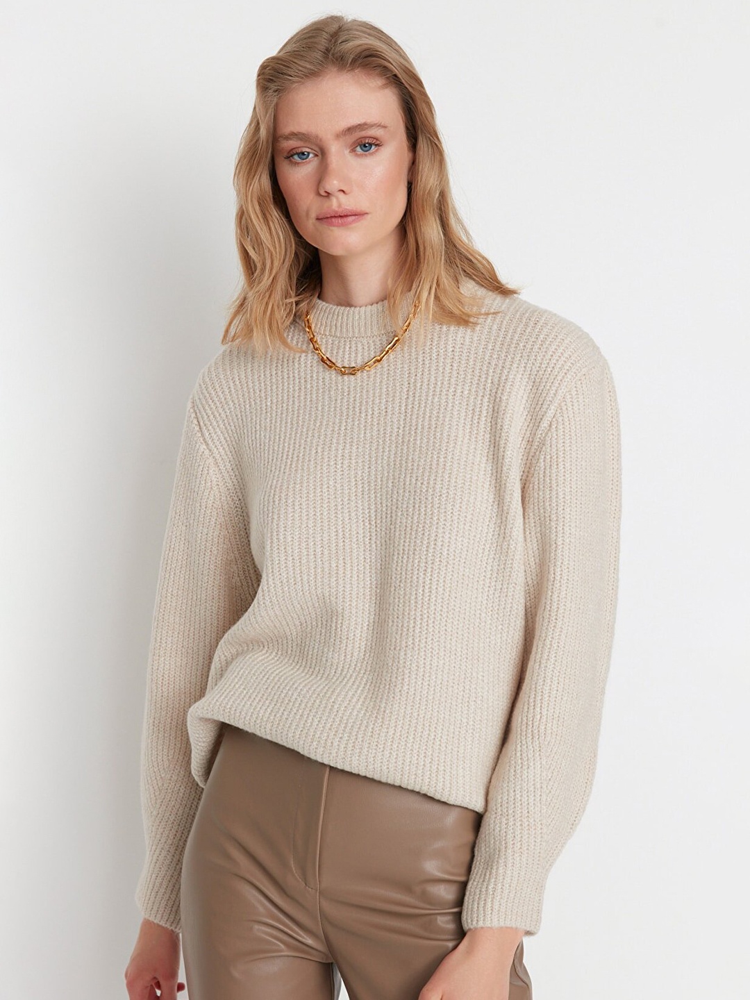 

Trendyol Women Beige Knitted Pullover