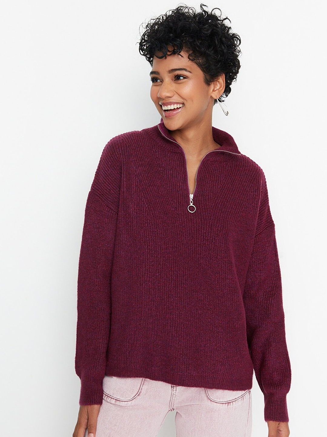 

Trendyol Women Maroon Acrylic Pullover