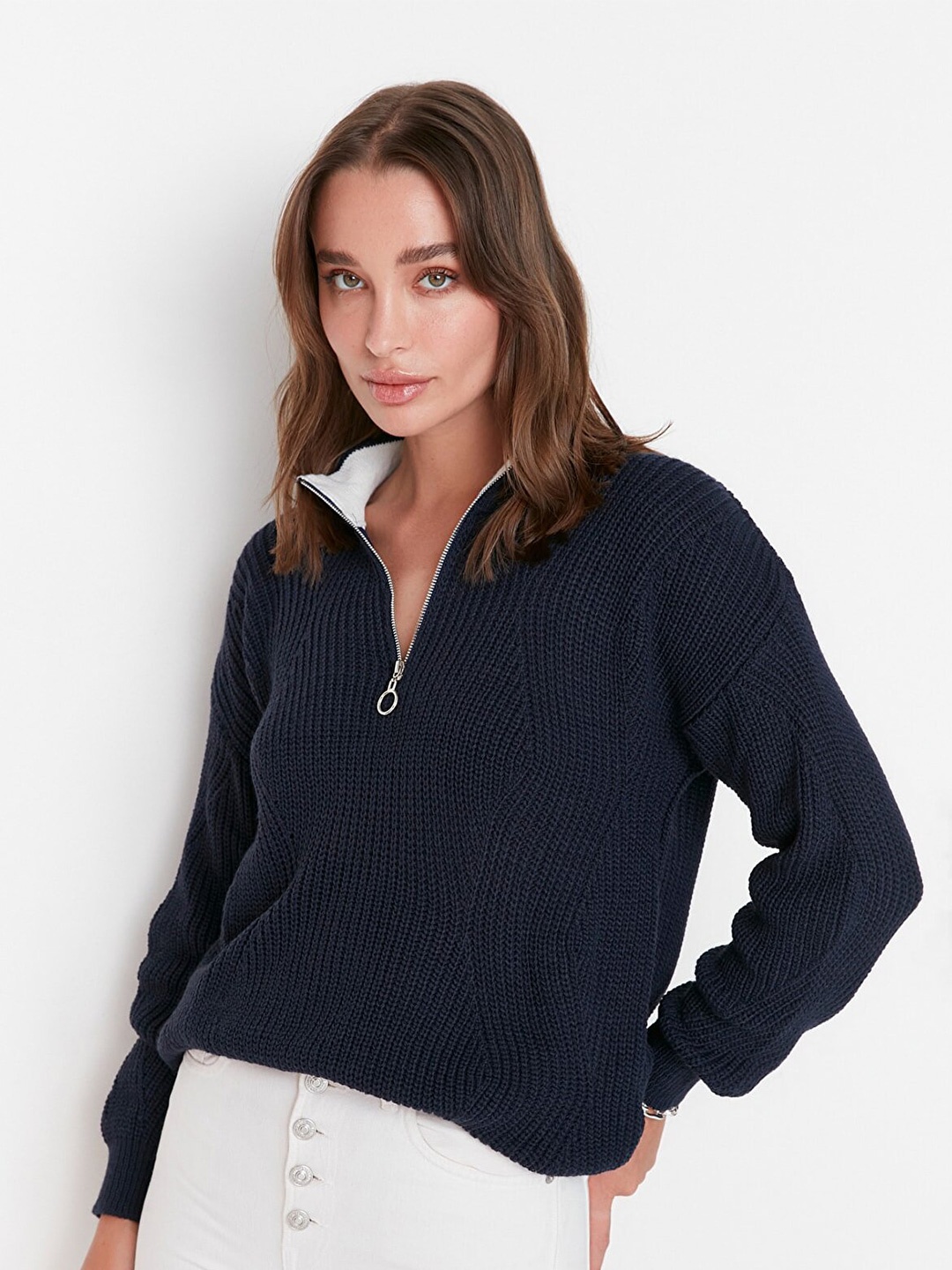 

Trendyol Women Acrylic Pullover, Navy blue