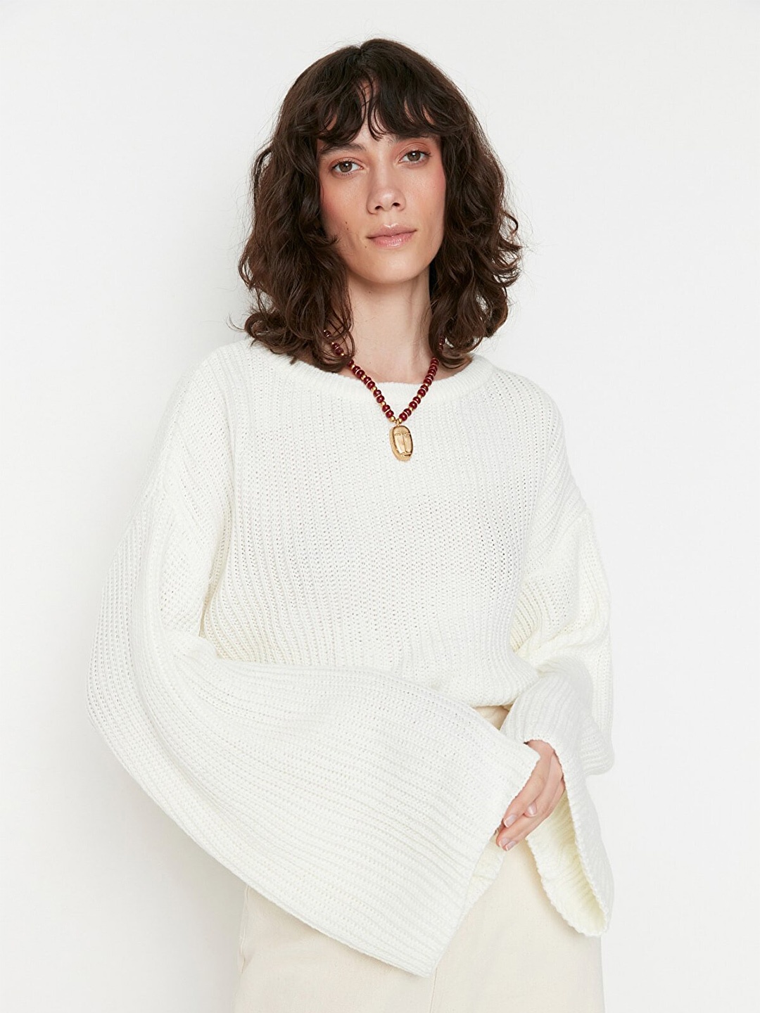 

Trendyol Women Off White Acrylic Pullover