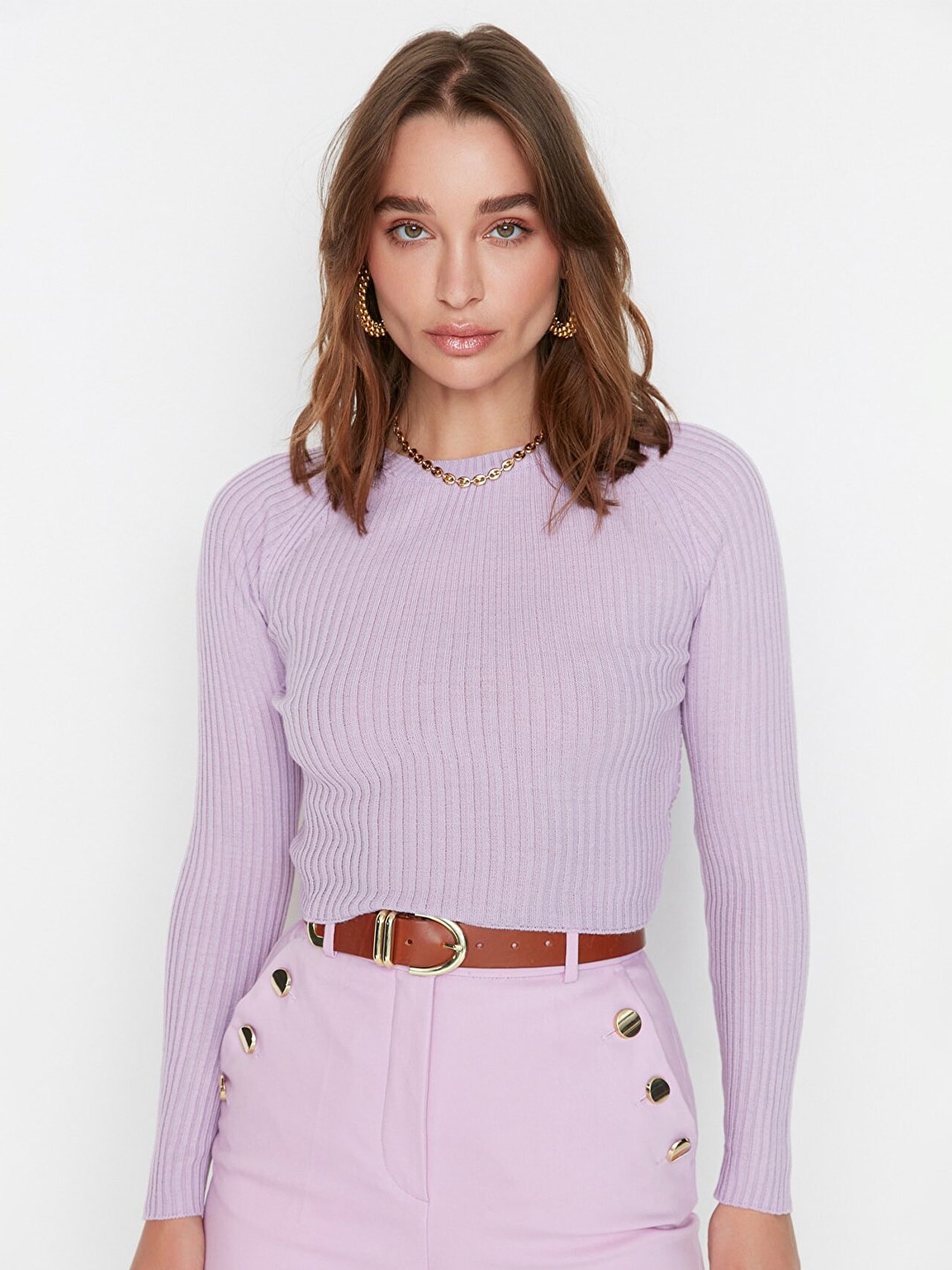 

Trendyol Women Violet Crop Pullover