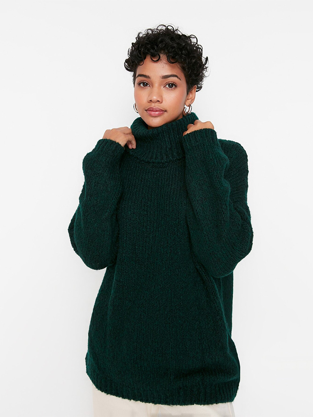 

Trendyol Women Green Longline Pullover