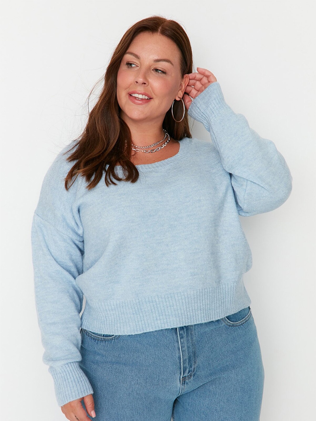 

Trendyol Women Plus Size Blue Pullover