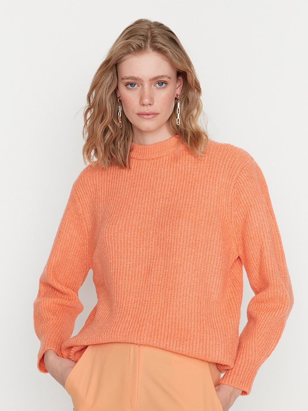 

Trendyol Women Peach-Coloured Solid Pullover