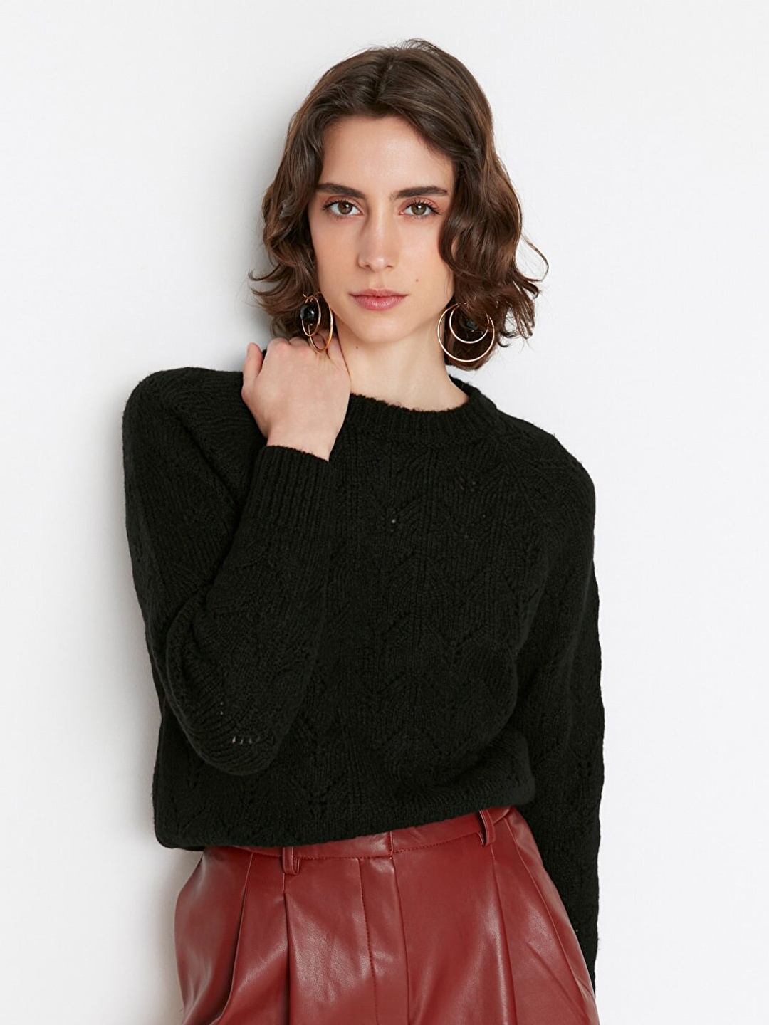 

Trendyol Women Black Solid Pullover