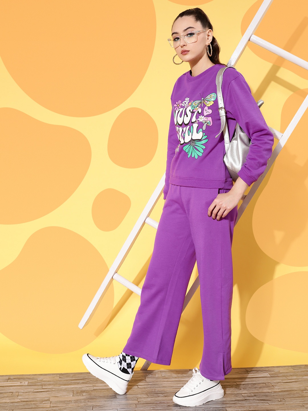 

SASSAFRAS Women Purple Solid Track Pants