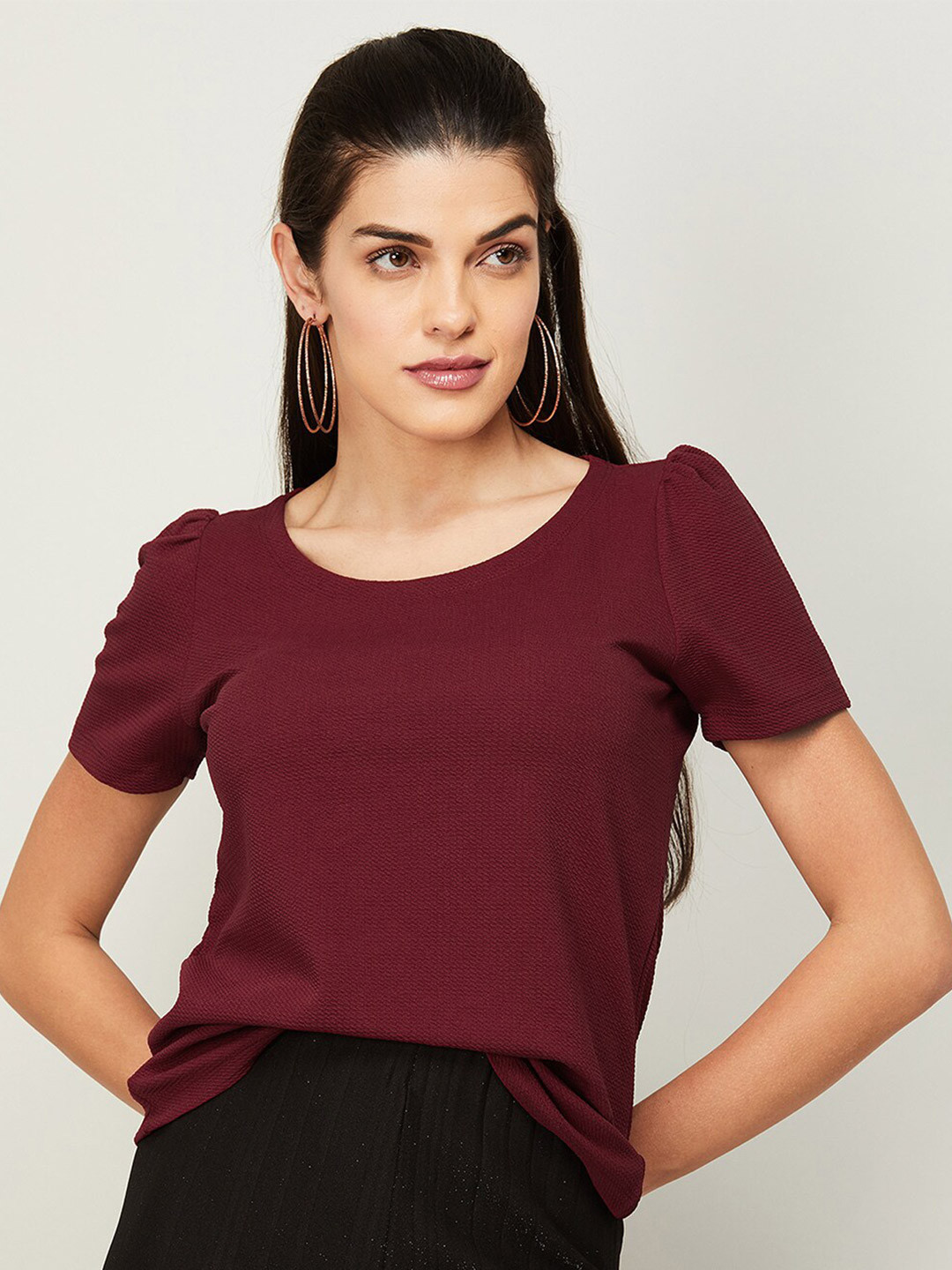 

CODE by Lifestyle Red Solid Round Neck Top