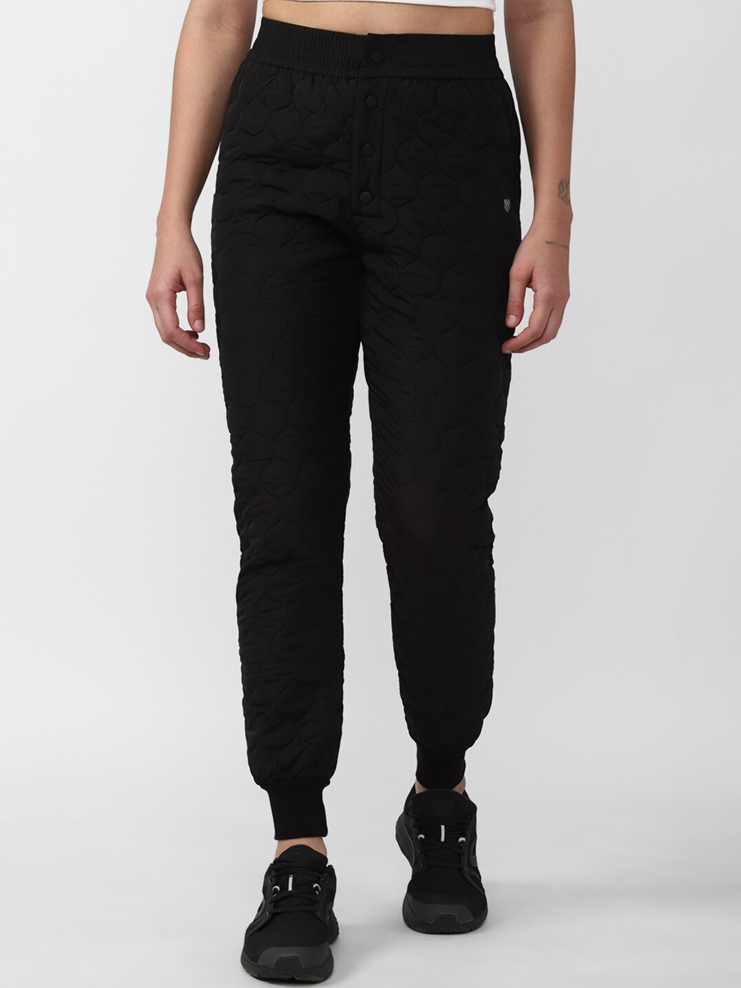 

FOREVER 21 Women Black Textured Joggers