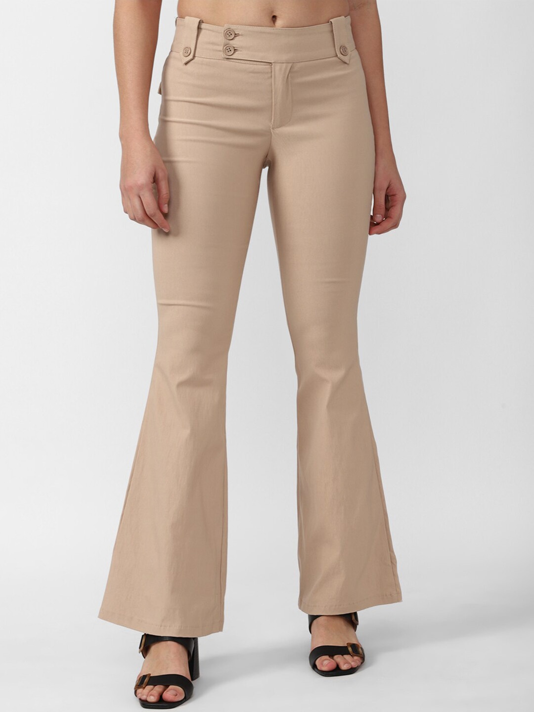

FOREVER 21 Women Beige Bootcut Trousers