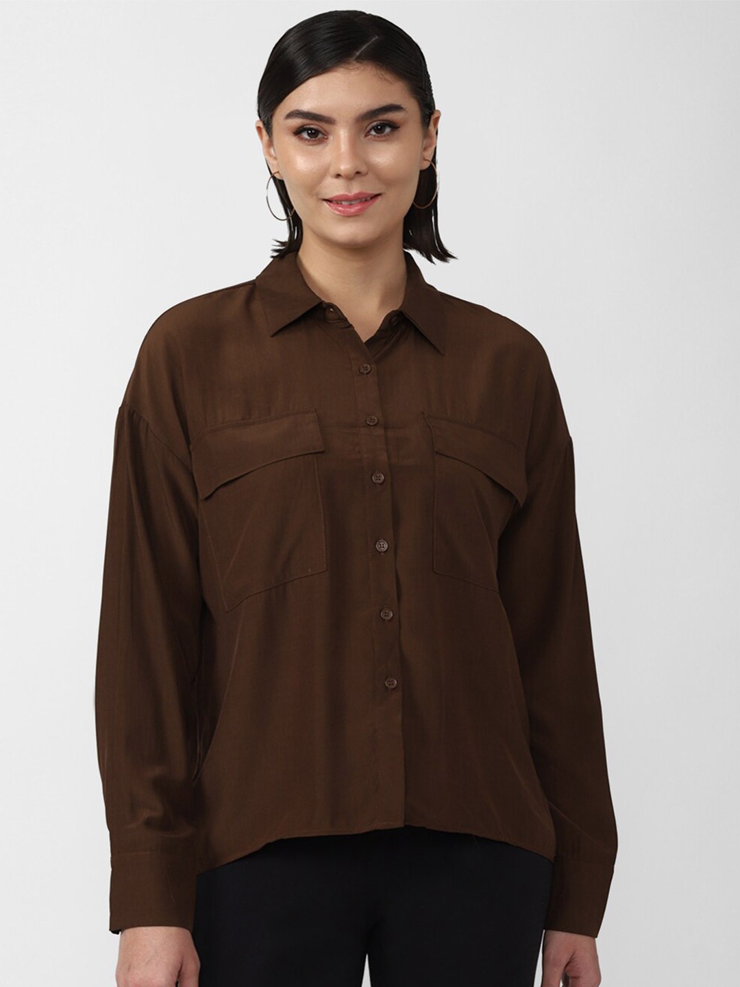 

FOREVER 21 Women Brown Casual Shirt