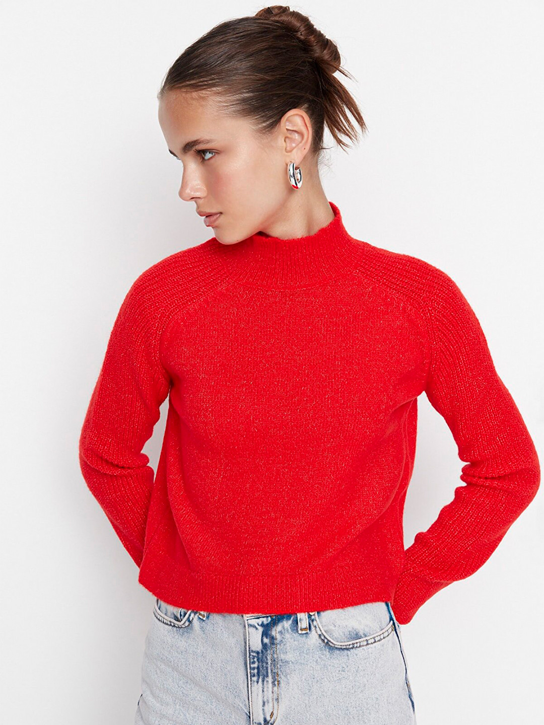 

Trendyol Women Red Turtle Neck Pullover