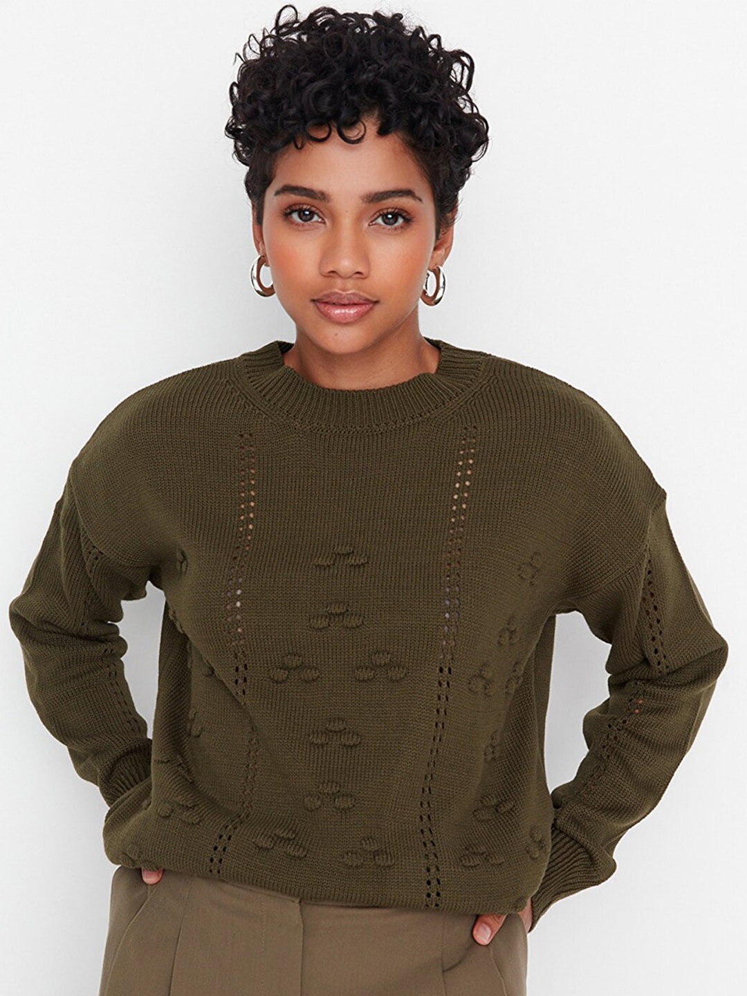 

Trendyol Women Olive Green Pullover
