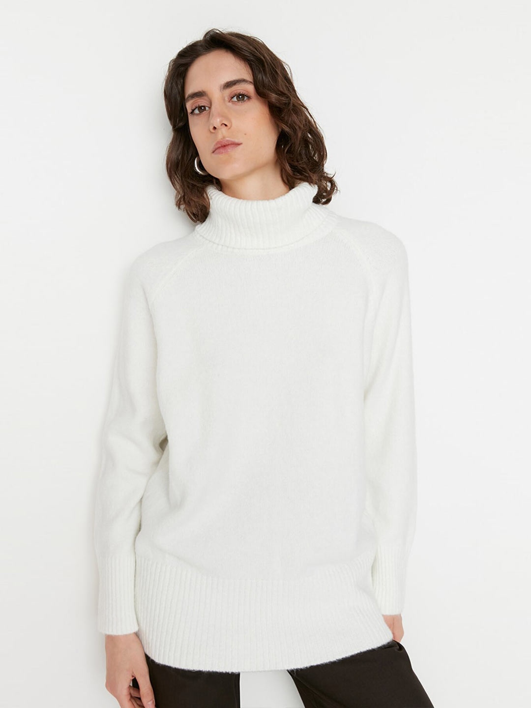 

Trendyol Women Off White Longline Pullover