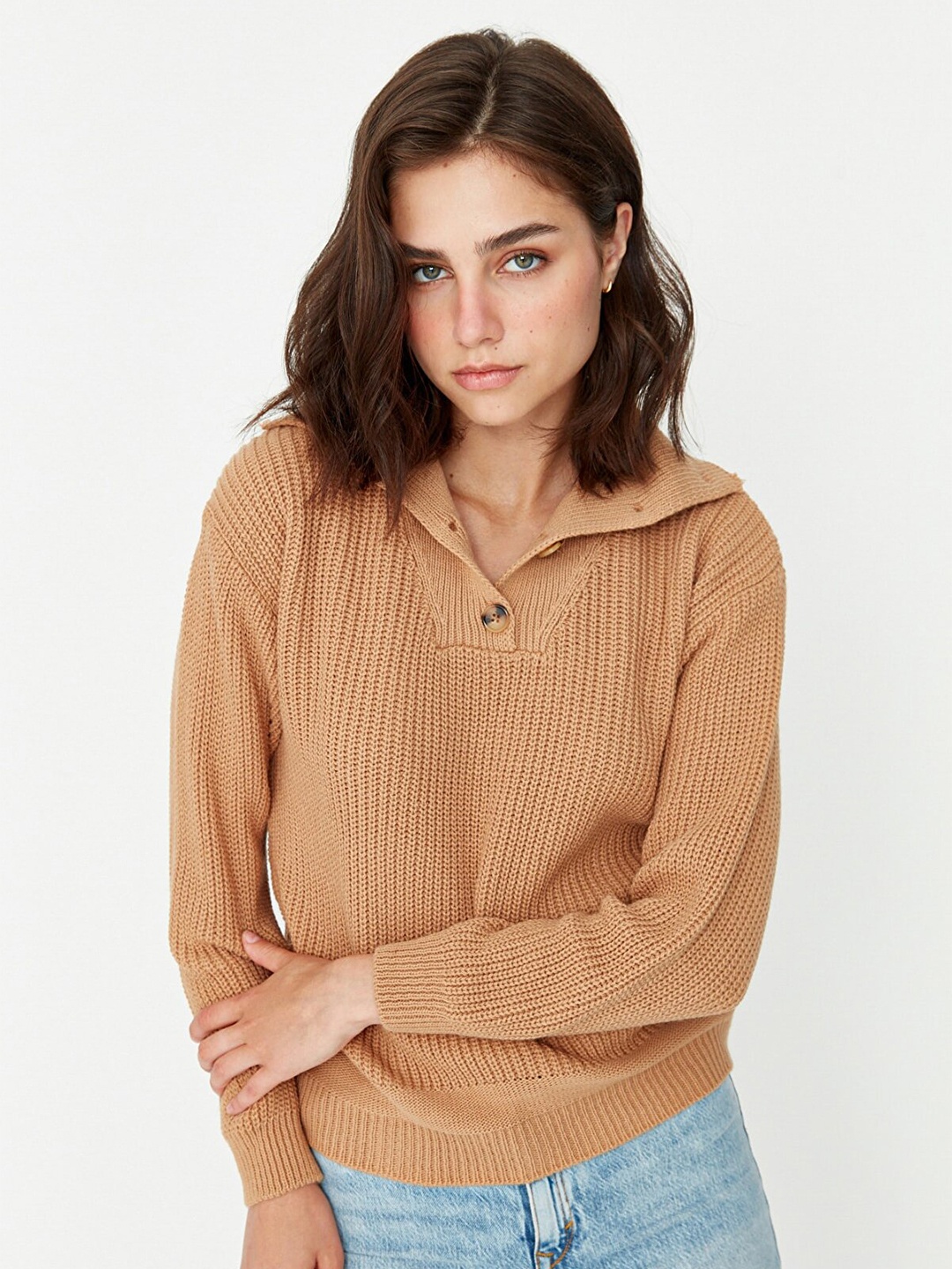 

Trendyol Women Camel Brown Pullover