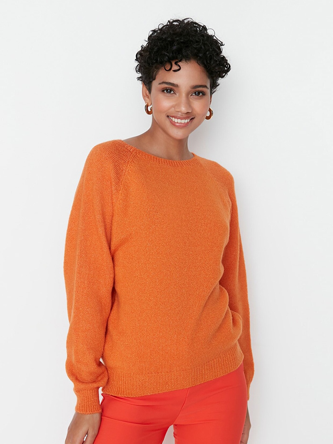 

Trendyol Women Orange Solid Pullover