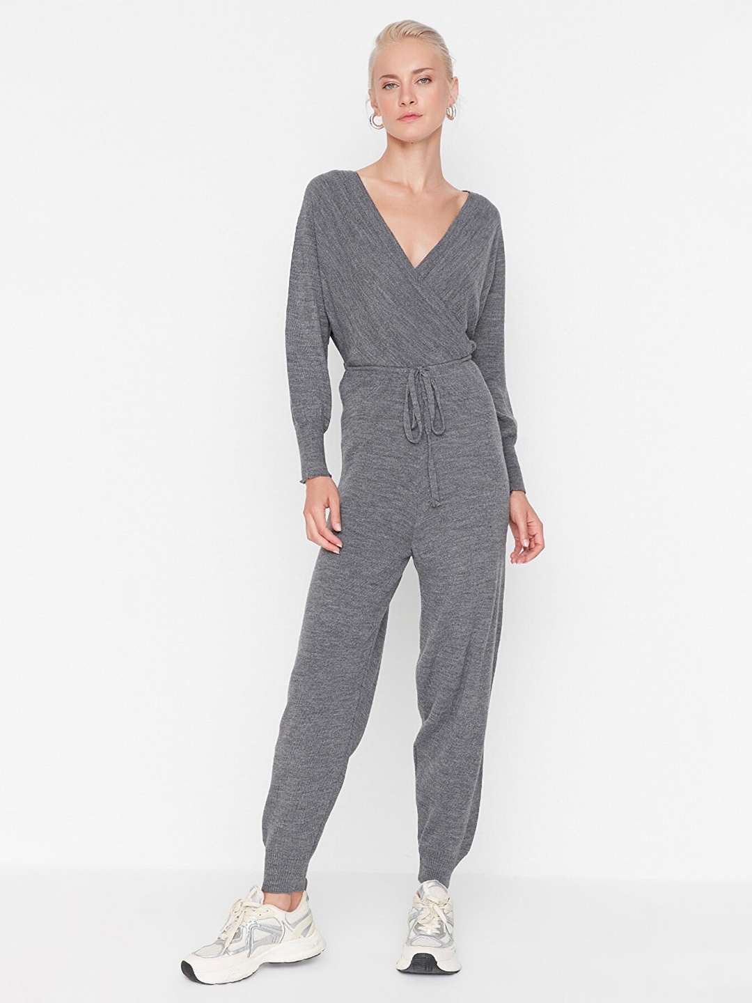 

Trendyol Women Grey Solid Basic Jumpsuit
