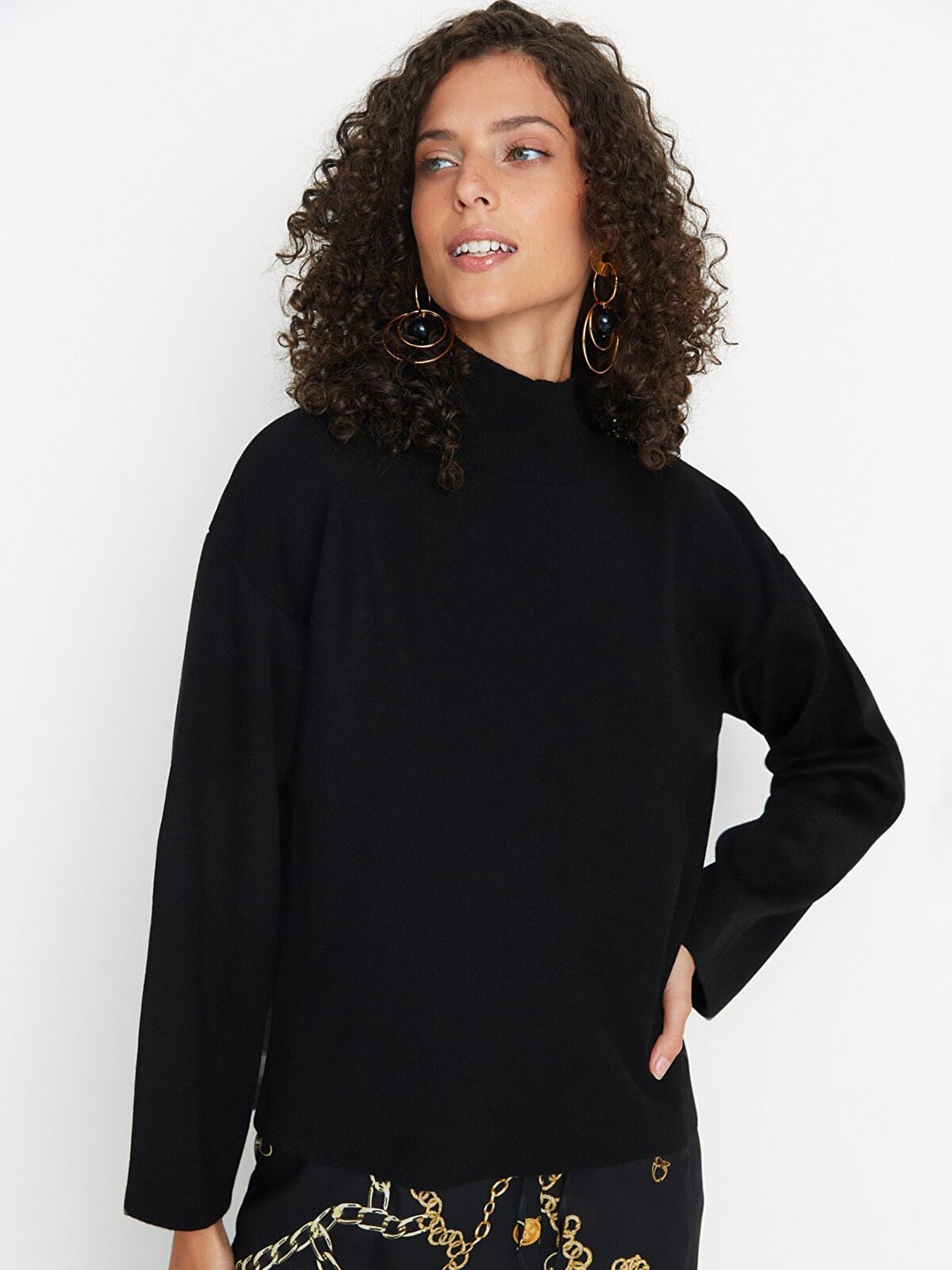 

Trendyol Women Black Solid Pullover
