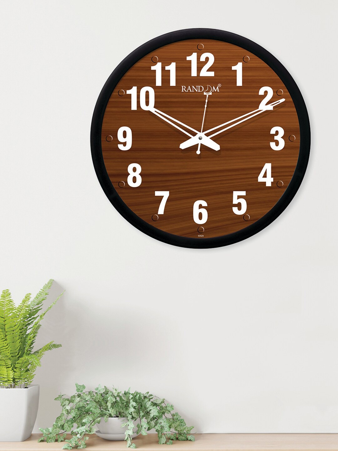 

RANDOM Brown & White Printed Round Contemporary Wall Clock