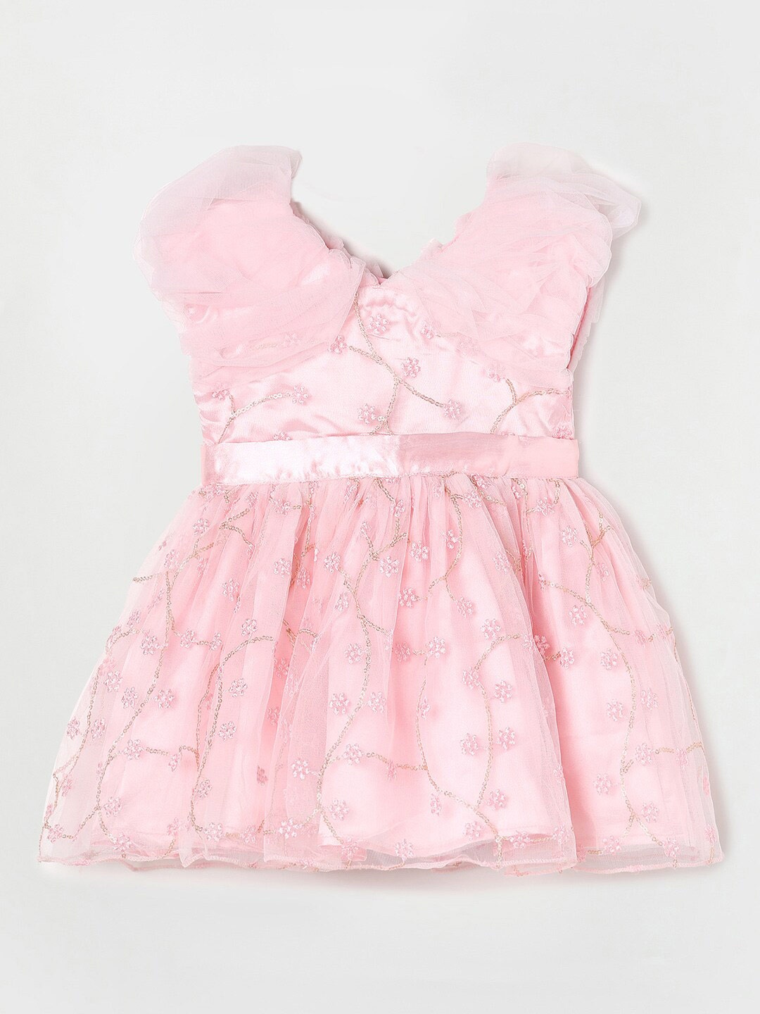 

Juniors by Lifestyle Girls Pink Embroidered Fit & Flare Dress