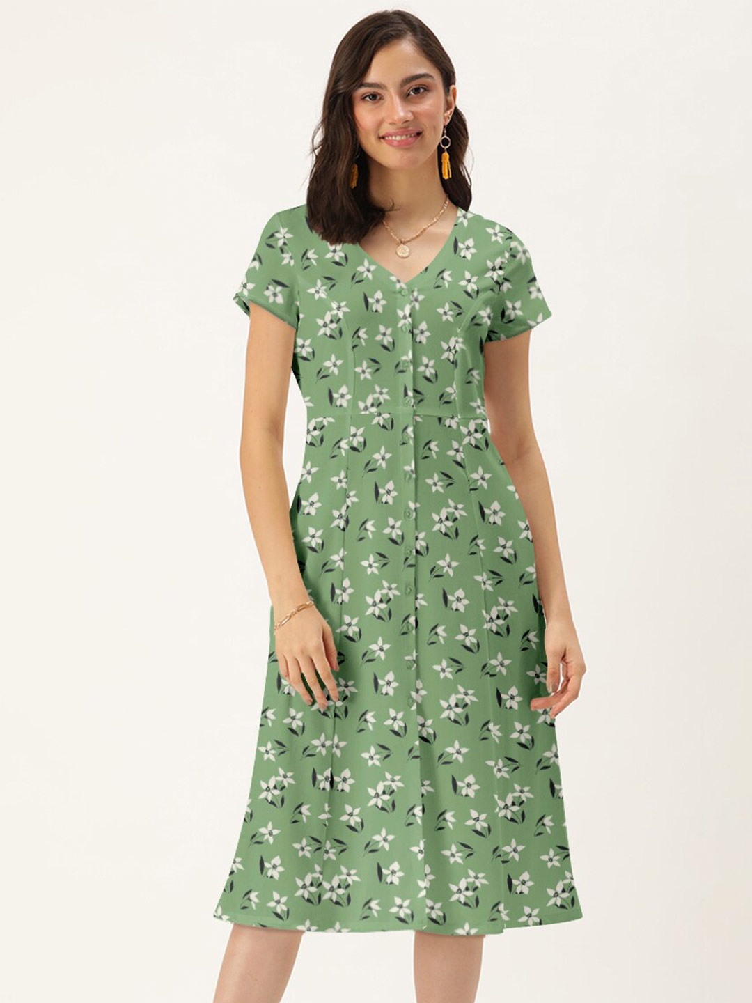 

DressBerry Green Floral Shirt Dress
