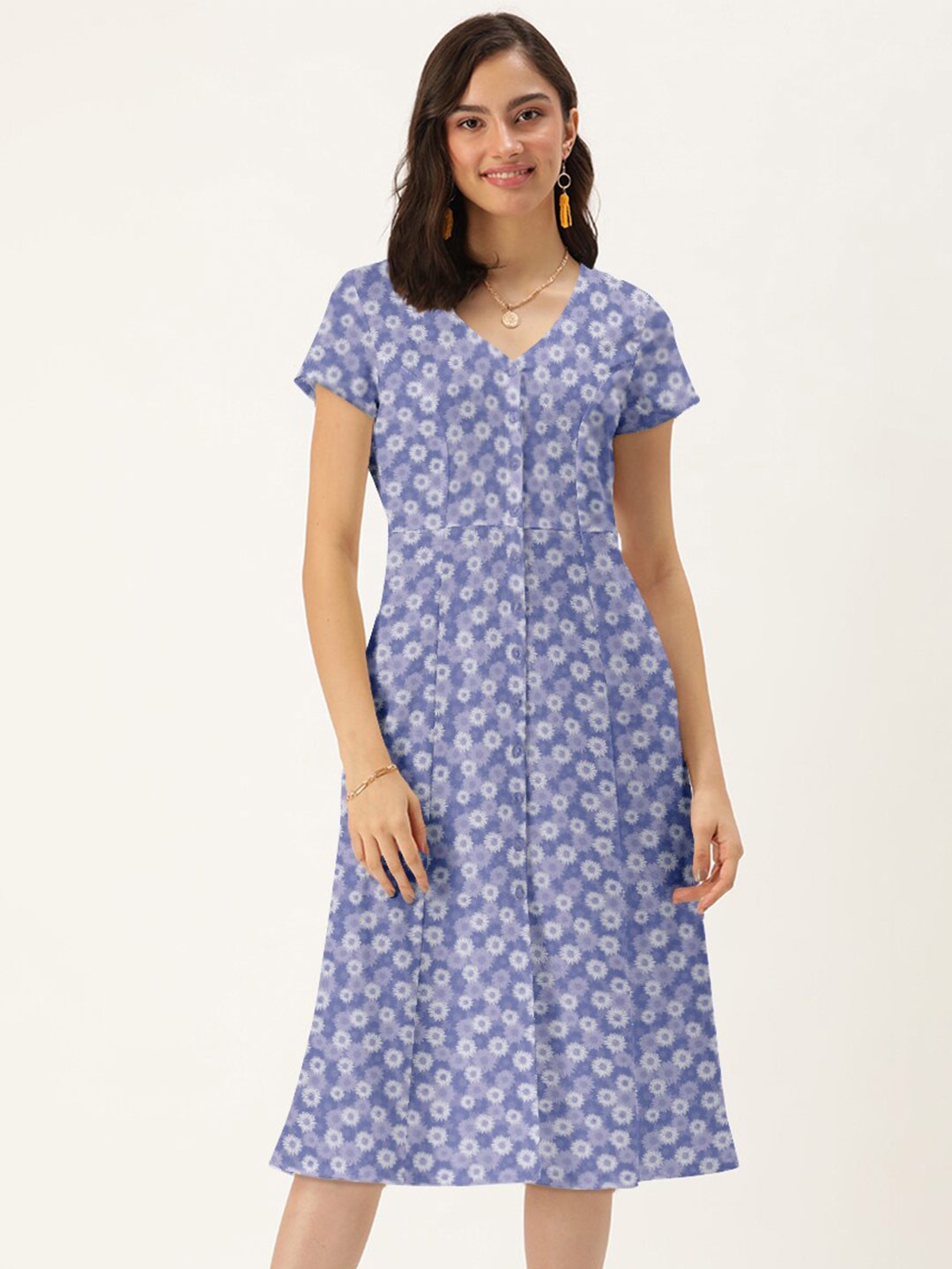 

DressBerry Lavender Floral A-Line Dress
