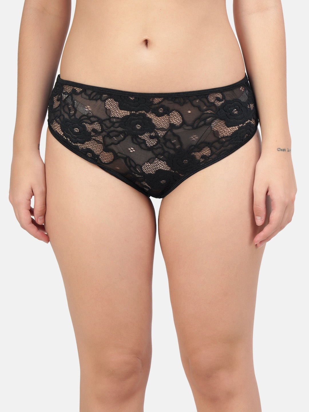 

Hill Islands Women Black Self Design Bikini Briefs