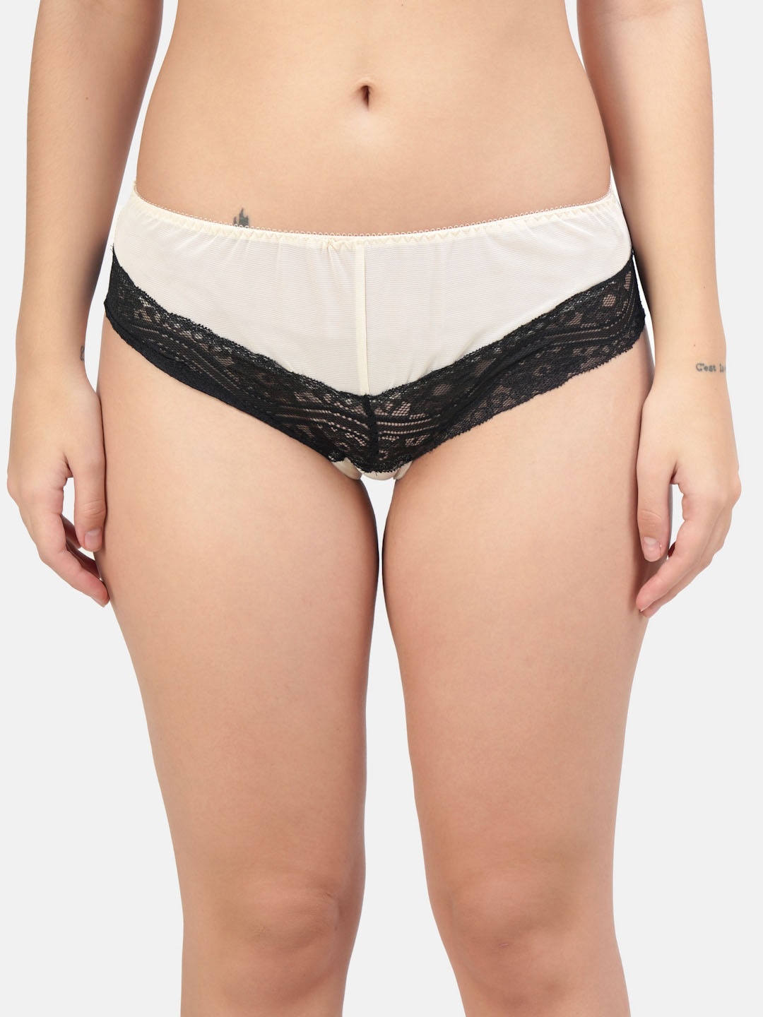 

Hill Islands Women Nude-Coloured & Black Self Design Bikini Briefs