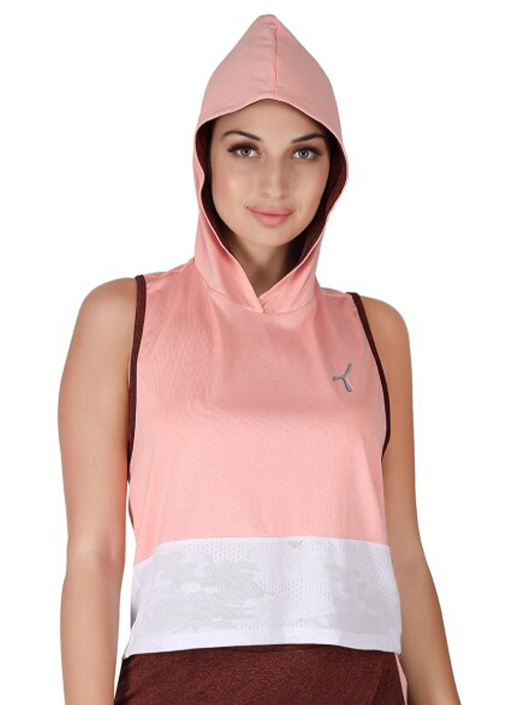 

La Aimee Orange Colourblocked Top