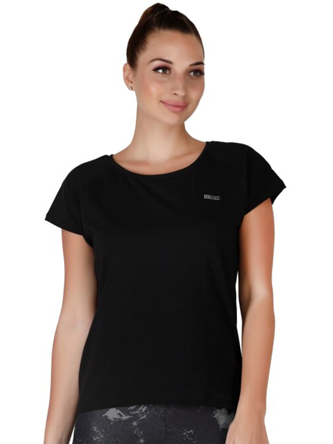 

La Aimee Women Black Cotton T-shirt