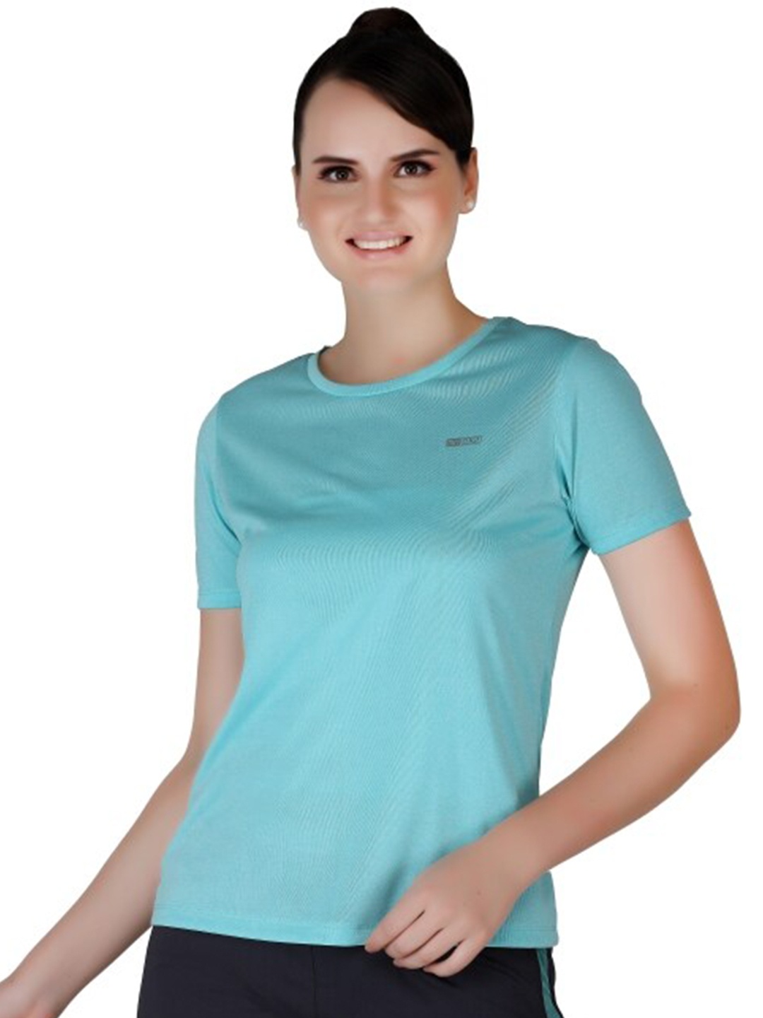 

La Aimee Women Round Neck Polyester T-shirt, Blue